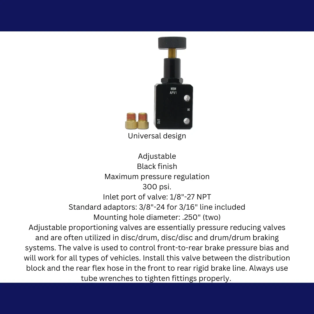 Adjustable Proportioning Valve - Black APV1